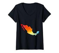 Womens Mexico Map Mexican Proud V-Neck T-Shirt