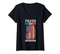 Womens Mexico Roots Mexican USA Serape Flag American Grown Equality V-Neck T-Shirt