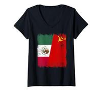 Womens Mexico Soviet Union Flag Mexican CCCP Heritage V-Neck T-Shirt