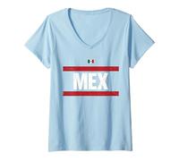 Women's Mexico Tshirt Flag Mexican Hispanic Retro Pride Vintage V-Neck T-Shirt