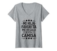 Womens Mi Hija Favorita Me Regalo Esta Camiseta Dia del Padre V-Neck T-Shirt