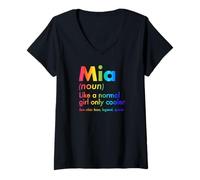 Women's Mia Like A Normal Girl Only Cooler Queen First Name V-Neck T-Shirt