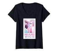 Women's Miami Vice Retro Vibes 80s Pastel Style V-Neck T-Shirt