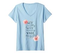 Women's Micah 6 8 Bible Verse Christian Act Justly Love Mercy V-Neck T-Shirt