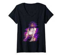 Womens Michael Jackson Bad World Tour 1988 Purple Flare V-Neck T-Shirt