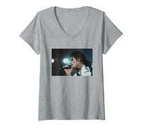 Womens Michael Jackson Bad World Tour Live at Wembley 1988 V-Neck T-Shirt
