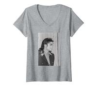 Womens Michael Jackson King of Pop in London 1988 V-Neck T-Shirt