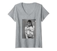 Womens Michael Jackson Live at Wembley Bad Tour 1988 V-Neck T-Shirt