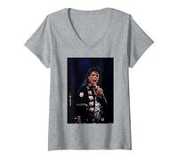 Womens Michael Jackson Live in LA Bad Tour by Michael Grecco V-Neck T-Shirt