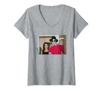Womens Michael Jackson with Lisa Marie Presley On Budapest Trip V-Neck T-Shirt