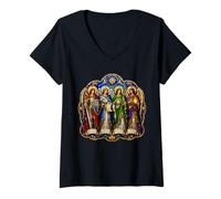 Women's Michael Raphael Gabriel Uriel Cathedral Angels Group Art V-Neck T-Shirt