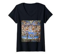 Women's Michelangelo Last Judgment Fresco 1536-1541 V-Neck T-Shirt