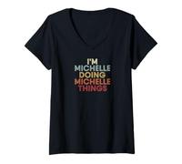 Women's Michelle Name Michelle Personalized Name First Given V-Neck T-Shirt