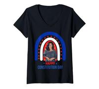 Women's Michelle Obama Constitution Day Women Melanin Queen V-Neck T-Shirt
