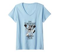 Womens Mick - Cool Boy Name with Cute Devil - Born to Misbehave V-Neck T-Shirt