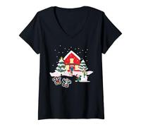 Women's Mickey Mouse House Christmas V-Neck T-Shirt