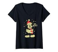 Womens Mickey Mouse Oh Joy Christmas V-Neck T-Shirt