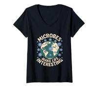 Womens Microbes Make Life Interesting Microbiologist V-Neck T-Shirt