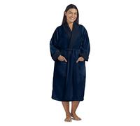 Women's Microfiber Robe by BOCA - Luxury Hotel Bathrobe, Long Spa Robes for Women - Generous Sizing, Navy, Large