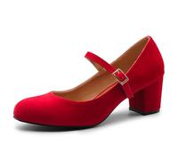 Womens Mid Block Heels Mary Jane Ankle Strap Court Shoes Ladies Comfort Support Work Pumps Formal Smart Office Low Heeled Strappy Slip On Cushioned Dolly Wide Fit Extra Wide Fitting Width Light Shoes