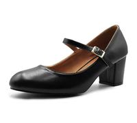 Womens Mid Block Heels Mary Jane Ankle Strap Court Shoes Ladies Comfort Support Work Pumps Formal Smart Office Low Heeled Strappy Slip On Cushioned Dolly Wide Fit Extra Wide Fitting Width Light Shoes