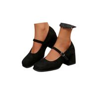 Womens Mid Block Heels Mary Jane Ankle Strap Court Shoes Ladies Comfort Support Work Pumps Formal Smart Office Low Heeled Strappy Slip On Cushioned Wide Fit Wide Fitting Width Light Shoes