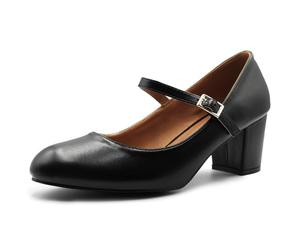 Womens Mid Block Heels Mary Jane Ankle Strap Court Shoes Ladies Comfort Support Work Pumps Formal Smart Office Low Heeled Strappy Slip On Cushioned Dolly Wide Fit Extra Wide Fitting Width Light Shoes