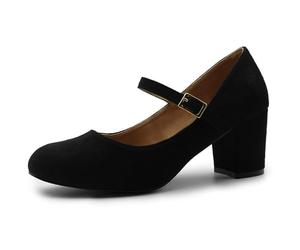 Womens Mid Block Heels Mary Jane Ankle Strap Court Shoes Ladies Comfort Support Work Pumps Formal Smart Office Low Heeled Strappy Slip On Cushioned Dolly Wide Fit Extra Wide Fitting Width Light Shoes