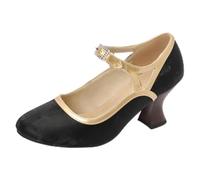 Womens Mid Block Heels Mary Jane Ankle Strap Court Shoes Work Pumps Formal | Smart Office Low Heeled Strappy Slip On Cushioned Dolly Wide Fit Extra Wide Fitting Width Light Shoes for Church Party Dance