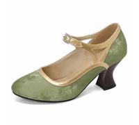 Womens Mid Block Heels Mary Jane Ankle Strap Court Shoes Work Pumps Formal | Smart Office Low Heeled Strappy Slip On Cushioned Dolly Wide Fit Extra Wide Fitting Width Light Shoes for Church Party Dance
