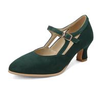 Womens Mid Block Heels Mary Jane Ankle Strap Court Shoes Work Pumps Formal | Smart Office Low Heeled Strappy Slip On Cushioned Dolly Wide Fit Extra Wide Fitting Width Light Shoes for Church Party Dance