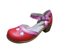Womens Mid Block Heels Mary Jane Shoes Ankle Strap Court Shoes Color Block Chunky Platform Sandals Ladies Comfort Pumps Low Heeled Strappy Slip On Shoes Princess Shoes Casual Work Office Comfort