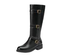 Women's Mid-Calf Boots Fashion Knee High Heels Suede Over The Knee Long Boots Stylish Thick Heel Winter Footwear Comfortable Durable (Black, 5)