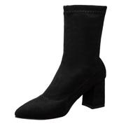 Womens Mid Calf Boots High Heel Faux Suede for Daily Walking and Travel | Mid Calf Boots for Women feature a high heel and classic styling for daily wear, work, shopping, travel, weekends, city walks