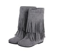 Womens Mid-Calf Boots In A Tassel Bohemian Design Featuring A Warm Lined Platform And Side Zipper Making Them An Choice For Comfortable Daily Wear