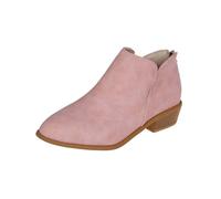 Womens Mid Calf Boots Pull On Fall Weather Shoes Waterproof Slip-on Classic Booties Western Cowboy Comfortable Chunky Shoes Boots with Lace Up Side Zipper (Pink, 5.5)