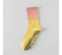 Womens Mid-Calf Five-Toe Yoga Socks, 1 Pair, Non-Slip Grip, Breathable Cotton, Polka Dot Design, for Pilates Dance Fitness(Average Size yellow)