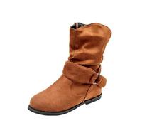 Womens Mid Calf Flat Boots Womens Retro Boots Modern Western Boot Vintage Style Cowboy Boot With Side Zipper Daily Wear Walking Booties Casual Outdoor Booties For Ladies Cowgirls Female