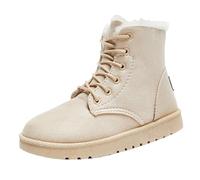 Women's Mid-Calf Platform Boots Round Toe Snow Boots Women's Fur Flat Ankle Boots Warm Leather Boot 2025 New Boot Versatile Shoe Winter Outdoor Shoes, beige, 4 UK