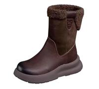 Women's Mid-Calf Platform Boots Round Toe Women's Winter Shoes Snow Boots Trekking Outdoor Ankle Boot Winter Warm Boots Solid Color Shoe Rubber Flat Boot, Brown, 6 UK