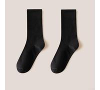 Women's Mid-Calf Socks Combed Cotton Casual Solid Color Crew Socks Comfortable Breathable Daily Wear Hosiery for Four Seasons White Black Khaki Beige(Black)