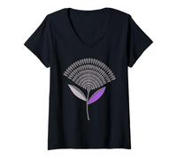 Womens Mid Century Modern Dandelion Seed Head in Lilac V-Neck T-Shirt