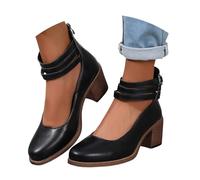 Women's Mid Heel Shoes Block Ankle Strap Mary Jane Summer Comfortable Pointed Toe Dress Shoes Vintage Chunky Heel Pumps Elegant Close Toe Heels Sandals for Work Daily Holiday Wear (4)