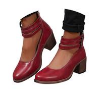 Women's Mid Heel Shoes Block Ankle Strap Mary Jane Summer Comfortable Pointed Toe Dress Shoes Vintage Chunky Heel Pumps Elegant Close Toe Heels Sandals for Work Daily Holiday Wear (4.5)