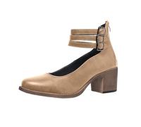 Women's Mid Heel Shoes Block Ankle Strap Mary Jane Summer Comfortable Pointed Toe Dress Shoes Vintage Chunky Heel Pumps Elegant Close Toe Heels Sandals for Work Daily Holiday Wear (Khaki, 6)