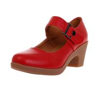 Women's Mid Heel Shoes Four Season Dance Shoes Dance Shoes Soft Women's Mid Heel Shoes Flip up (Red, 7)