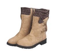 Women's Mid-Height Winter Boots Trendy Ankle Boots with Side Zipper and Low Heel Retro Elegant Warm Comfortable Boots Fashionable Casual Autumn/Winter Shoes-Khaki||Numeric_5