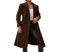 Women's mid long trench coat - women's long tops fashion tops long sleeve coat elegant sweatshirt solid colour outwear oversized tops outdoor tops sun protection coat autumn winter cardigan, Brown, L