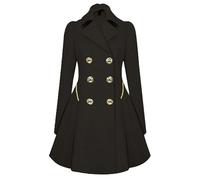 Women's Mid-Long Wool Dresses Coat Notched Lapel Double Breasted Pea Coats Fall Winter Warm Trench Coat Overcoat, Black, XL