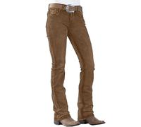 Women's Mid Rise Bootcut Jeans Western Stretchy Straight Leg Denim Pants, Brown, M